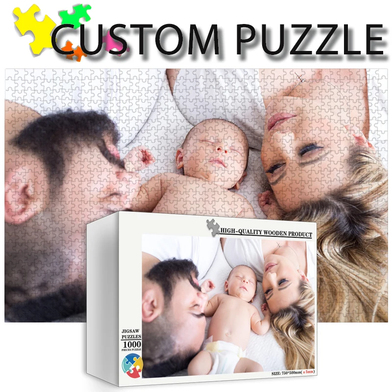 Wooden Puzzle Kids - 사진 맞춤형 나무 퍼즐 상자 포함,