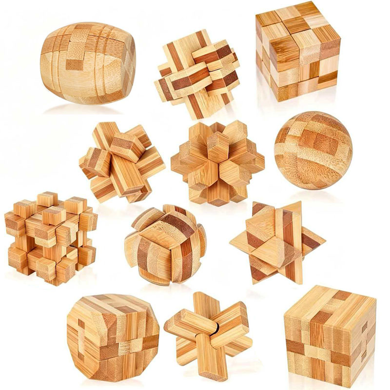 Wooden Puzzle Kids - 새로운 4.5CM 루반 자물쇠 퍼즐 대나무