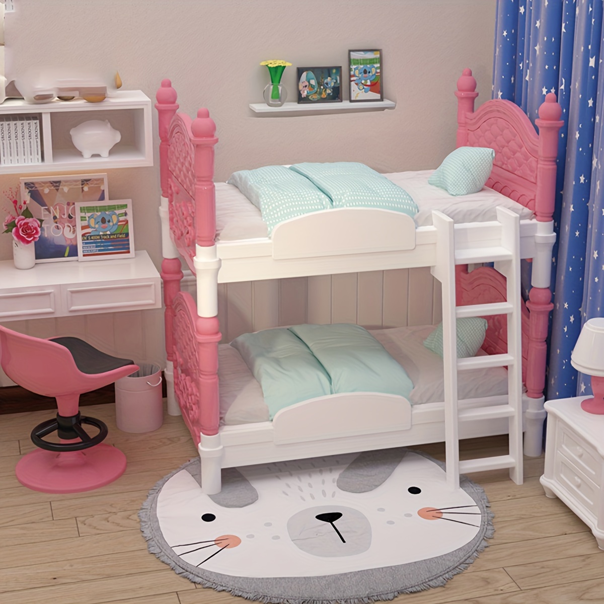 Dollhouse Furniture Set - 미니어처 인형 집 더블 침대 침실