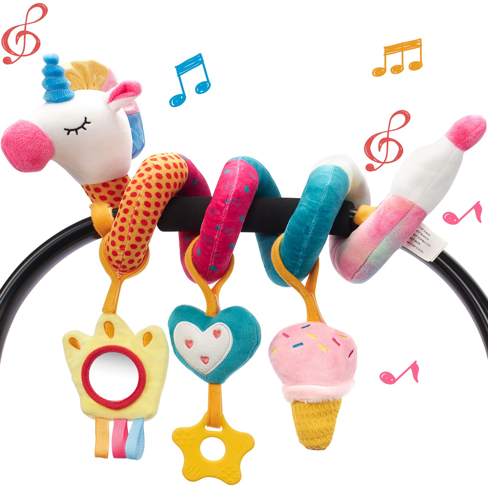 Kids Toys New Born - 아기용 카시트 장난감, 딸랑이 거울 주름,