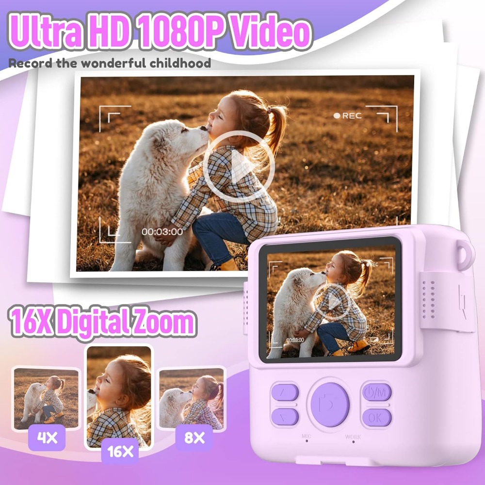 어린이를 위한 즉석 인쇄 카메라, HD 디지털 비디오  - Toys For Kids Video 리뷰 및 가격
