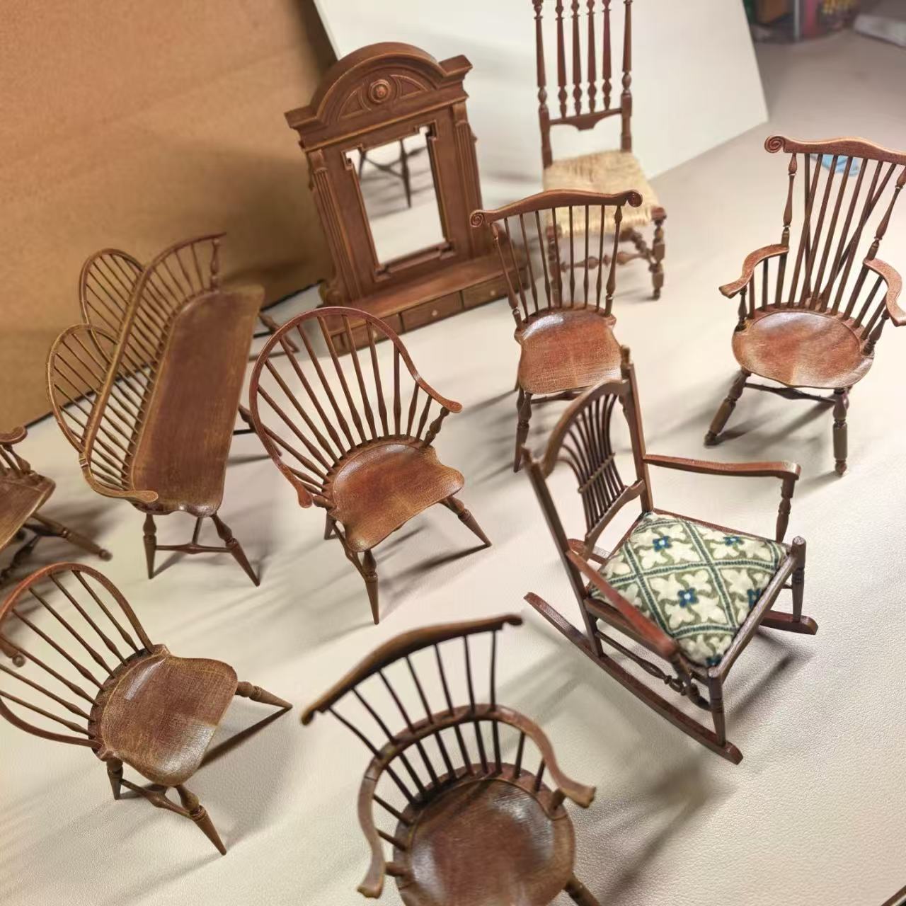 1/12 스케일 빈티지 윈저 의자 세트 2Pcs 소형  - Dollhouse Furniture Set 리뷰 및 가격