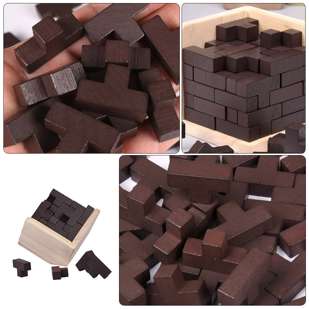 나무로 만든 교육용 큐브 퍼즐 세트 T자형 블록 기하학 - Wooden Puzzle Kids 리뷰 및 가격