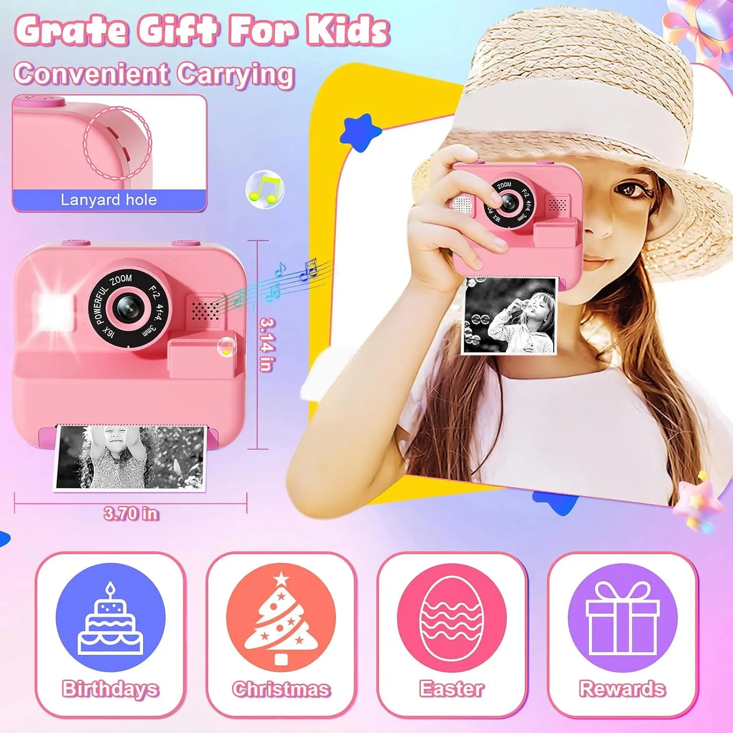 NewInstant 인쇄 카메라 32G 카드 열 사진  - Kids Toys Top View 리뷰 및 가격