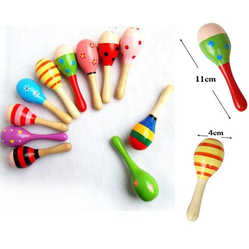 2pcs 다채로운 나무 작은 딸랑이 Maracas 비트 - Kids Toys New Born 리뷰 및 가격
